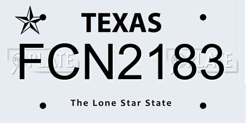FCN2183 Texas License Plate