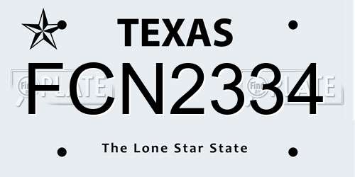 FCN2334 Texas License Plate