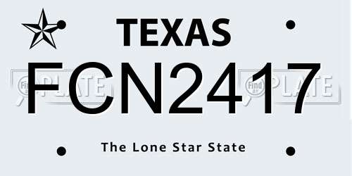 FCN2417 Texas License Plate