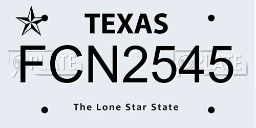 FCN2545 Texas License Plate