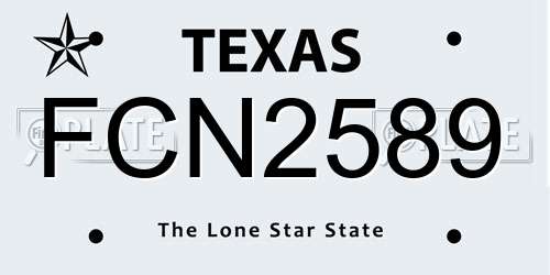 FCN2589 Texas License Plate