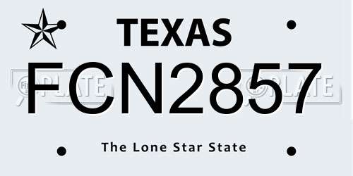 FCN2857 Texas License Plate
