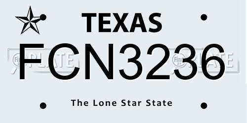 FCN3236 Texas License Plate