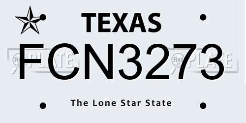 FCN3273 Texas License Plate