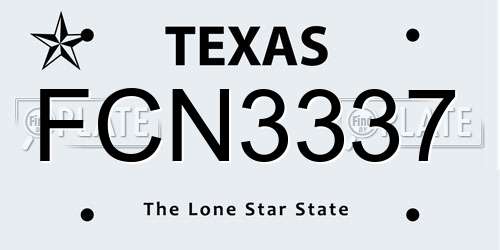 FCN3337 Texas License Plate