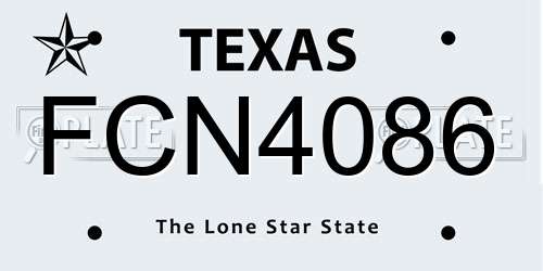 FCN4086 Texas License Plate