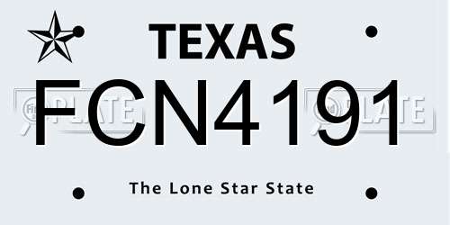 FCN4191 Texas License Plate