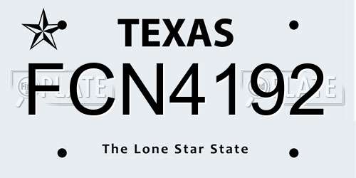 FCN4192 Texas License Plate