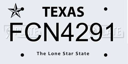 FCN4291 Texas License Plate