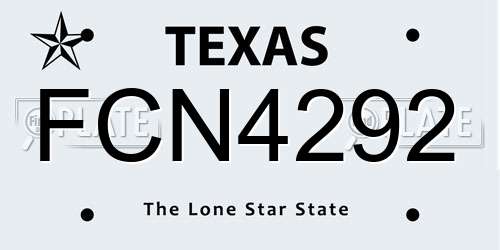 FCN4292 Texas License Plate