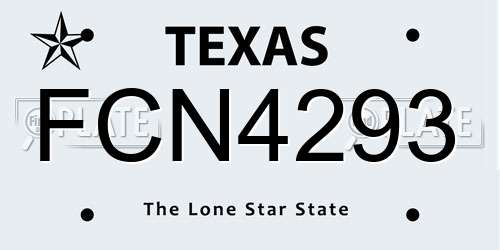 FCN4293 Texas License Plate