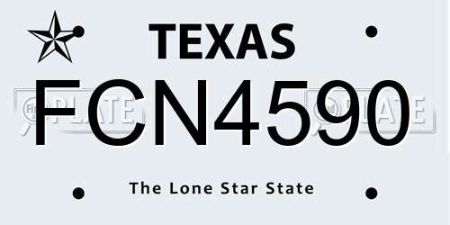 FCN4590 Texas License Plate