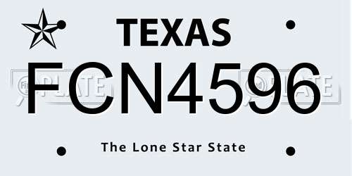 FCN4596 Texas License Plate
