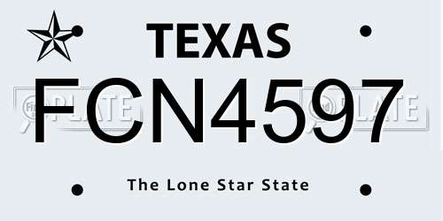 FCN4597 Texas License Plate