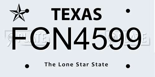 FCN4599 Texas License Plate