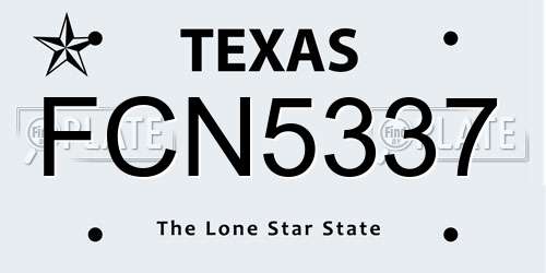 FCN5337 Texas License Plate
