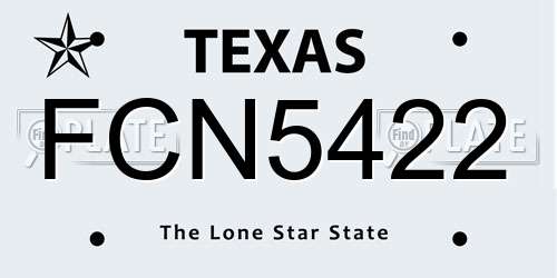 FCN5422 Texas License Plate