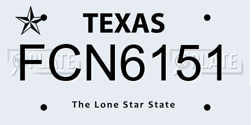 FCN6151 Texas License Plate