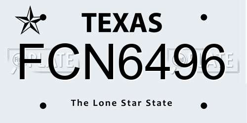 FCN6496 Texas License Plate