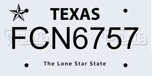 FCN6757 Texas License Plate