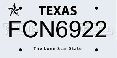 FCN6922 Texas License Plate
