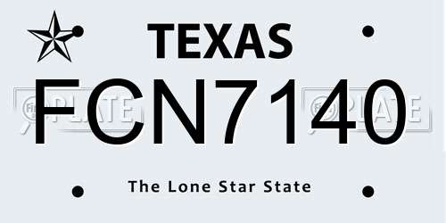 FCN7140 Texas License Plate
