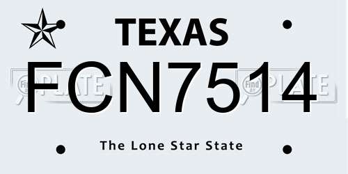 FCN7514 Texas License Plate