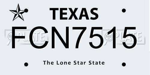 FCN7515 Texas License Plate