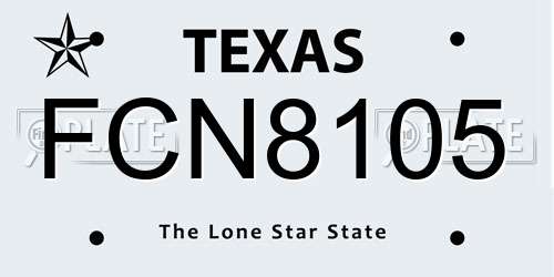 FCN8105 Texas License Plate
