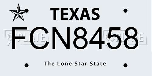 FCN8458 Texas License Plate