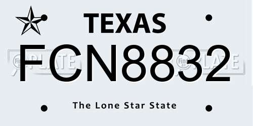 FCN8832 Texas License Plate