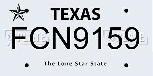 FCN9159 Texas License Plate