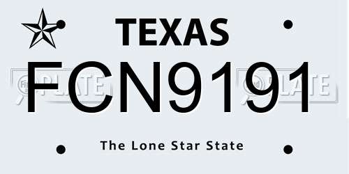 FCN9191 Texas License Plate