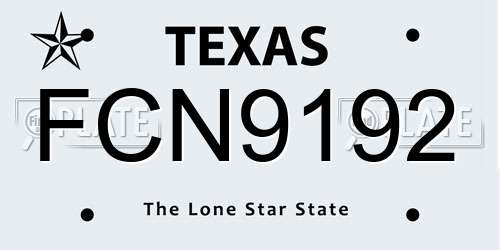 FCN9192 Texas License Plate