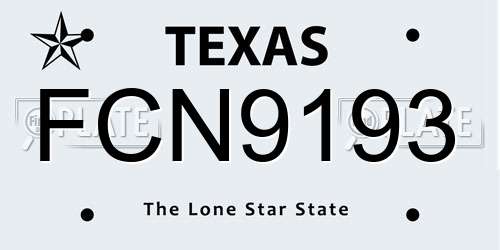 FCN9193 Texas License Plate
