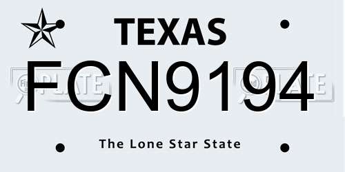 FCN9194 Texas License Plate