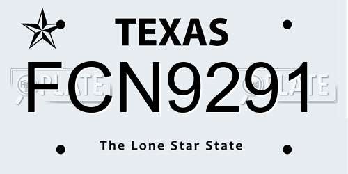 FCN9291 Texas License Plate