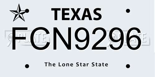 FCN9296 Texas License Plate