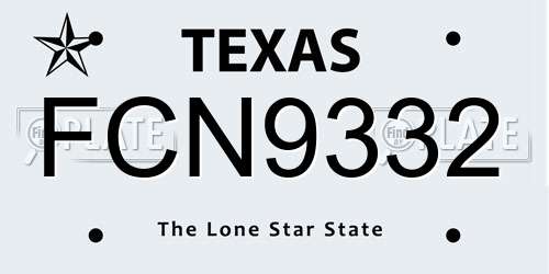 FCN9332 Texas License Plate