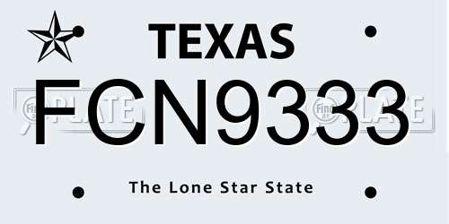 FCN9333 Texas License Plate
