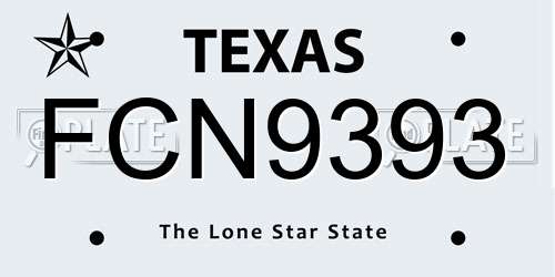 FCN9393 Texas License Plate