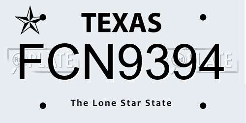 FCN9394 Texas License Plate