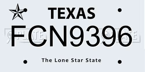 FCN9396 Texas License Plate