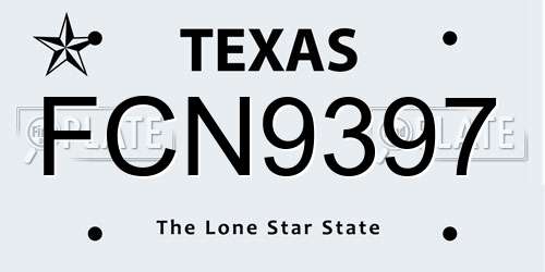 FCN9397 Texas License Plate