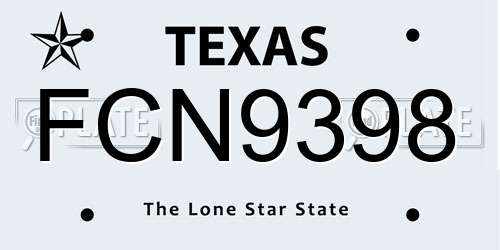 FCN9398 Texas License Plate