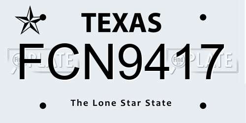 FCN9417 Texas License Plate