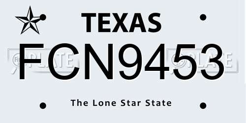 FCN9453 Texas License Plate