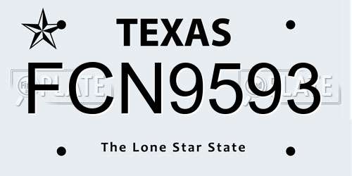 FCN9593 Texas License Plate