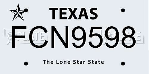 FCN9598 Texas License Plate