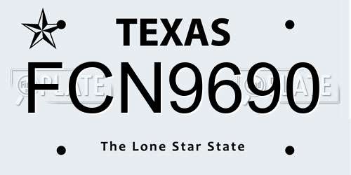 FCN9690 Texas License Plate